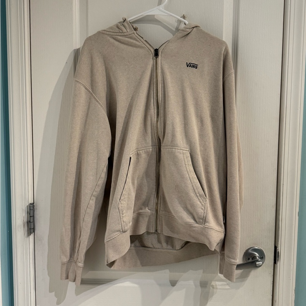 Vans Cream Zip Hoodie with Sherpa Lining
